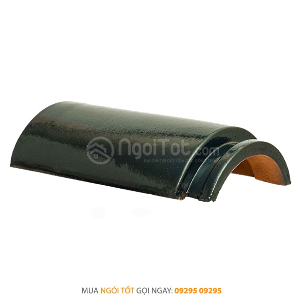 Ngói Nóc Tròn Tráng Men Xanh Rêu Ngói Nóc Tròn Tráng Men Xanh Rêu